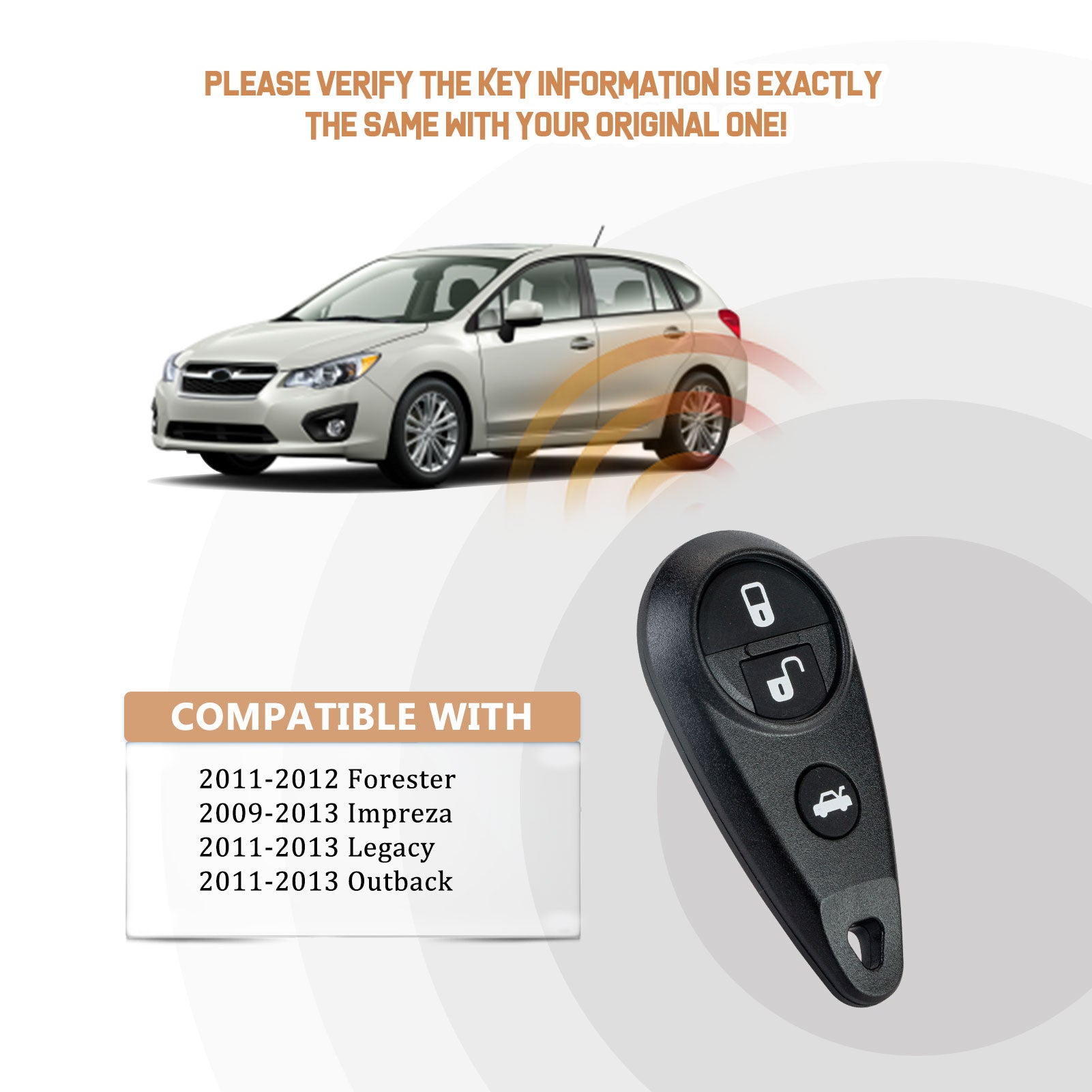 Car Key Fob Replacement for S-baru Forester Outback Legacy Impreza WRX with FCC ID: CWTWB1U819 433MHZ KR-G4RDV05