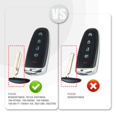 Replacement Car Key Fob for 2011 2012 2013 2014 2015 F0RD Edge with FCC ID: M3N5WY8609, 7812A-5WY8609, 164-R7995, 164-R8092, 164-R8094, BA1T-15K801-AX, 5921288, 5923790 315MHZ KR-F5RB