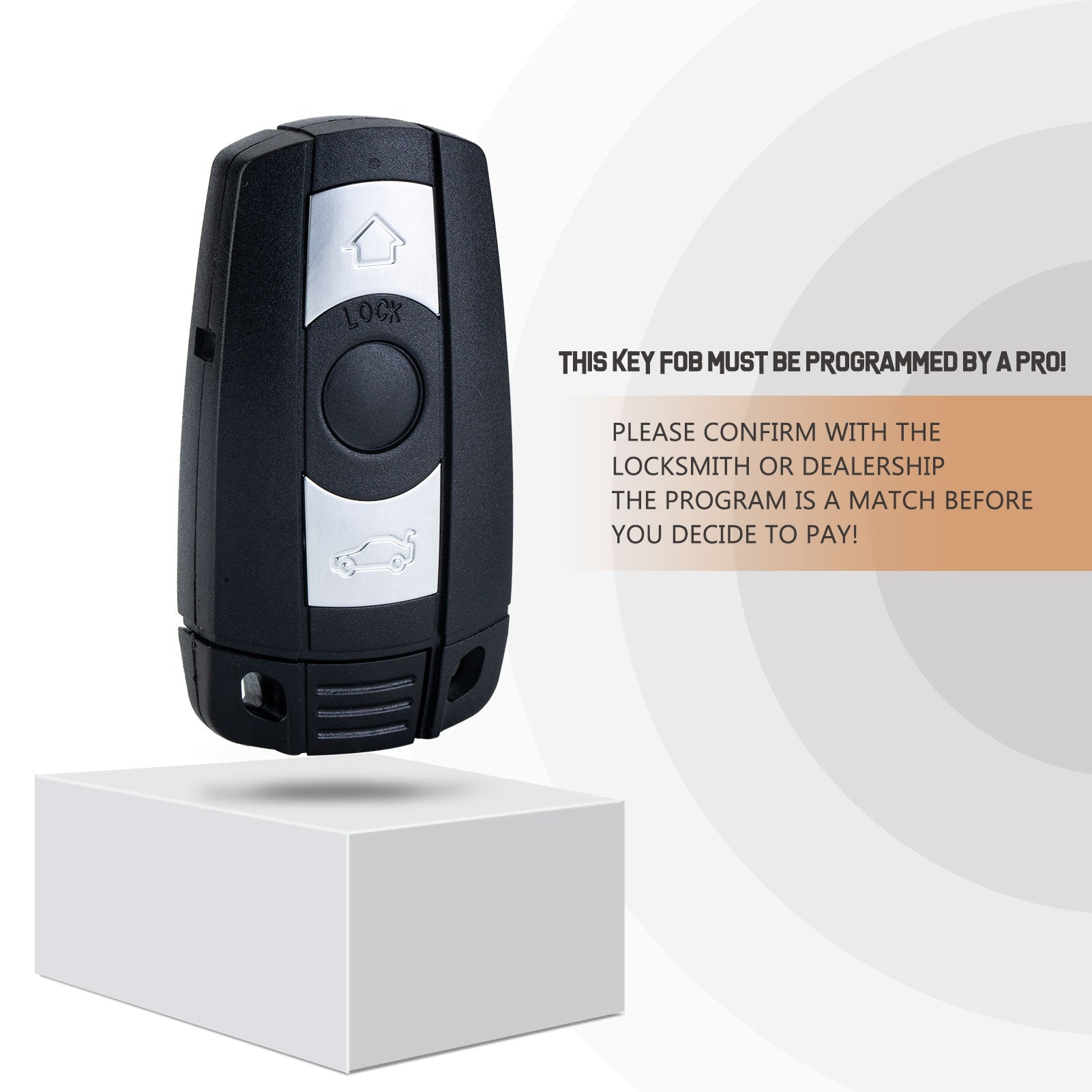 Car Key Fob Replacement for 328i xDrive 328xi 2007/2008/2009/2010/2011 with FCC ID: KR55WK49127, KR55WK49123 B3RA(5)