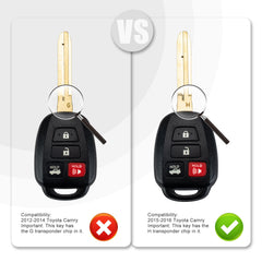 New Replacement Car Key Fob for 2014/2015/2016/2017 Camry ONLY with FCC ID: HYQ12BEL H CHIP T4SC