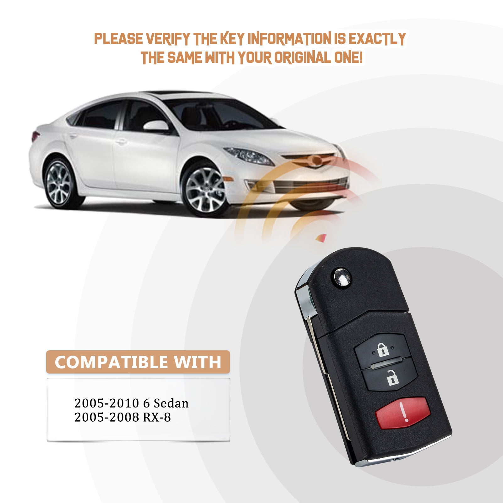 New Flip Remote Replacement for 2005/2006/2007/2008 Mzda 6 RX8 with FCC ID: KPU41788 M3SB