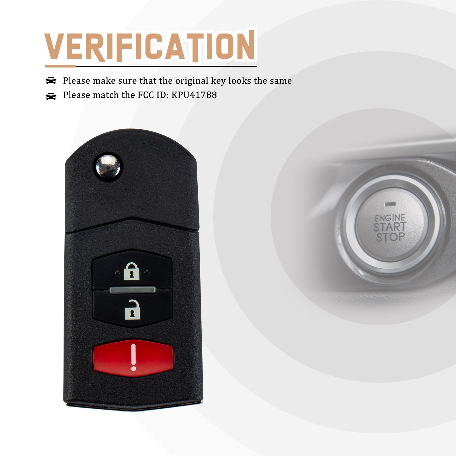 New Flip Remote Replacement for 2005/2006/2007/2008 Mzda 6 RX8 with FCC ID: KPU41788 M3SB