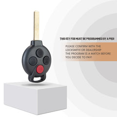 Replacement Car Key Fob for Mercedes Benz 2005/2006/2007/2008/2009/ 2010/2011/2012/2013/2014/2015 Fortwo with FCC ID: KR55WK45144, 267T-5WK45144, TA-2007/080 7941chip 315MHz B4SA