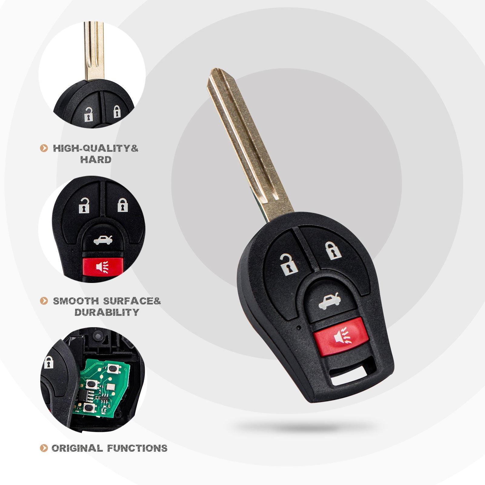 Replacement Car Key Fob for Nisan Head Key with FCC ID: CWTWB1U751 46 CHIP N4SA(5)
