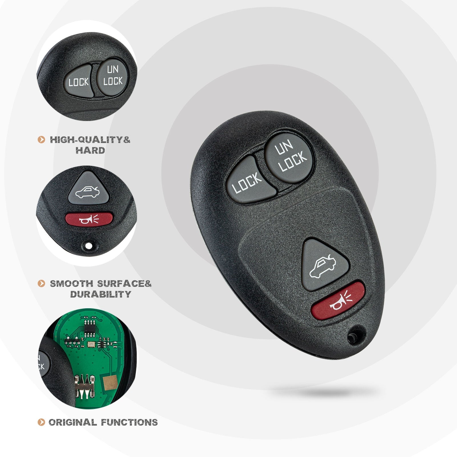 Car Key Fob Replacement for 4 Button Bu1ck Century with FCC ID: 10335582-88, 9364556-4575, L2C0007T 315MHZ KR-U4RAV05