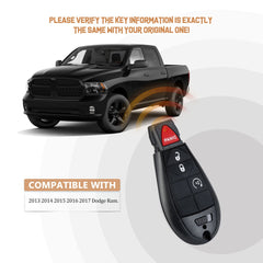 Brand New Car Key Fob Replacement for 2013/2014/2015/2016/2017 RAM 1500 with FCC ID: GQ4-53T D4RE(5)