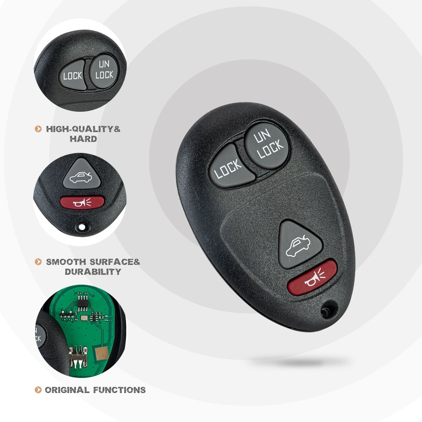 Car Key Fob Replacement for 4 Button Bu1ck Century with FCC ID: 10335582-88, 9364556-4575, L2C0007T 315MHZ KR-U4RAV10