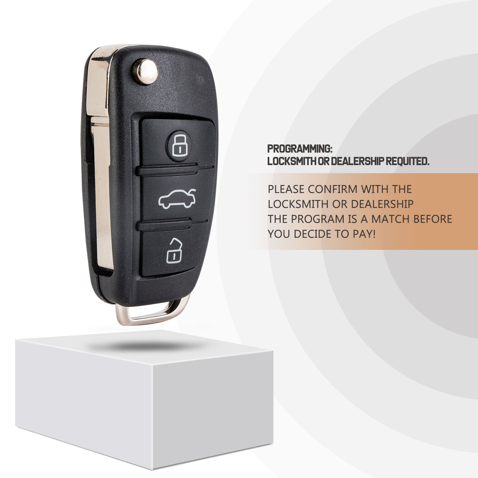 Replacement Flip Car Key Fob for AU D A3 TT 2007/2008/2009/2010 with FCC ID: NBG009272T IC: 2694A-009272T Chip 48 315MHz Battery: CR2032 V4SE
