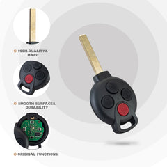 Replacement Car Key Fob for Mercedes Benz 2005/2006/2007/2008/2009/ 2010/2011/2012/2013/2014/2015 Fortwo with FCC ID: KR55WK45144, 267T-5WK45144, TA-2007/080 7941chip 315MHz B4SA