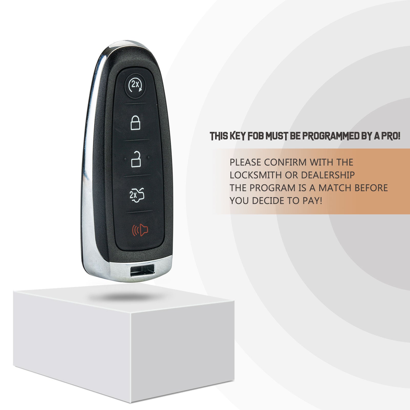 Replacement Car Key Fob for 2011 2012 2013 2014 2015 F0RD Edge with FCC ID: M3N5WY8609, 7812A-5WY8609, 164-R7995, 164-R8092, 164-R8094, BA1T-15K801-AX, 5921288, 5923790 315MHZ KR-F5RB