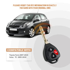 New Keyless Entry Replacement Car Key Fob for 2007/2008/2009/2010 Yaris with FCC ID: MOZB41TG 4D67 Chip  T3SD(5)