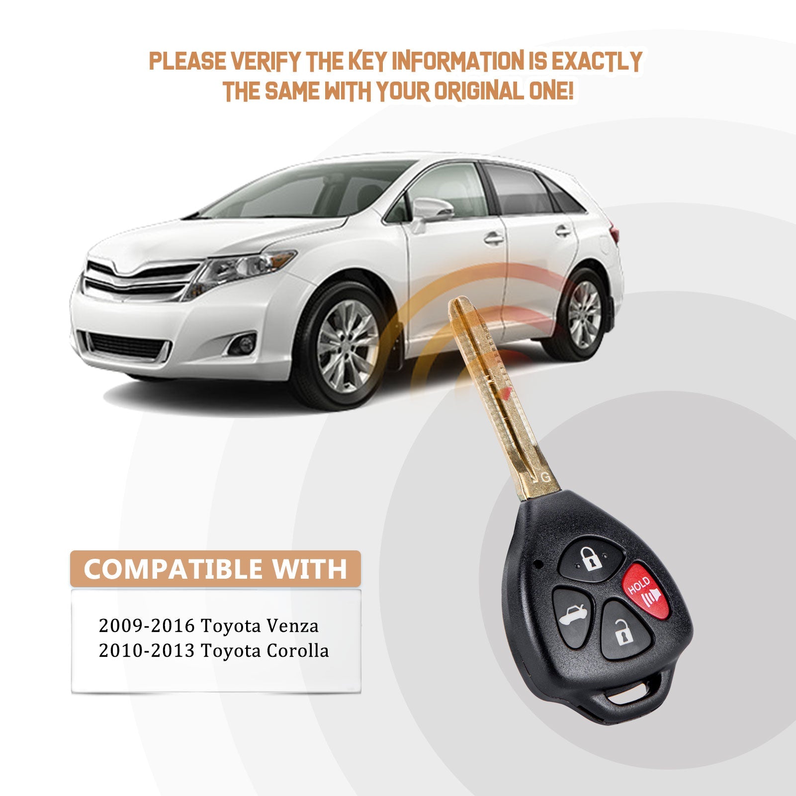 New Keyless Entry Replacement Car Key Fob for Corolla with FCC ID: GQ4-29T G T4SD(5)