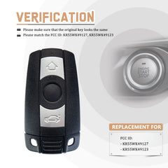 Car Key Fob Replacement for 328i xDrive 328xi 2007/2008/2009/2010/2011 with FCC ID: KR55WK49127, KR55WK49123 B3RA(5)