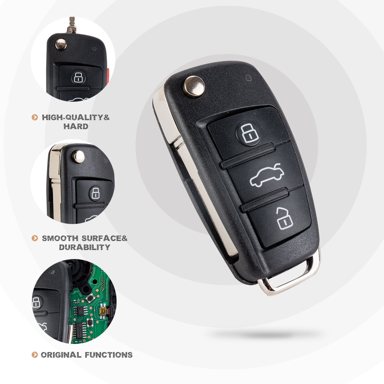 Replacement Flip Car Key Fob for AU D A3 TT 2007/2008/2009/2010 with FCC ID: NBG009272T IC: 2694A-009272T Chip 48 315MHz Battery: CR2032 V4SE