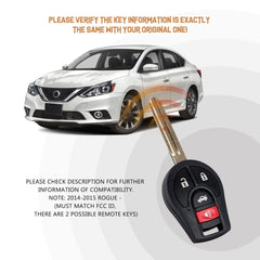 Replacement Car Key Fob for Nisan Head Key with FCC ID: CWTWB1U751 46 CHIP N4SA(10)