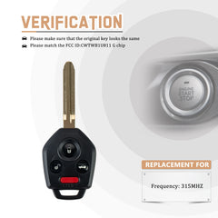 Car Key Fob Replacement for 2012 2013 2014 2015 2016 2017 SUBARU Forester Impreza Legacy WRX Sti XV with FCC ID: CWTWB1U811 G CHIP KR-G4SE