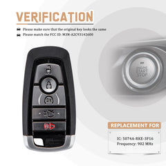 New Keyless Entry Replacement Car Key Fob for 2017/2018/2019/2020 Edge Fusion Explorer Expedition FCC ID: M3N-A2C93142600 IC: 5074A-RKE-3F16 Frequency: 902 MHz F5RC(10)