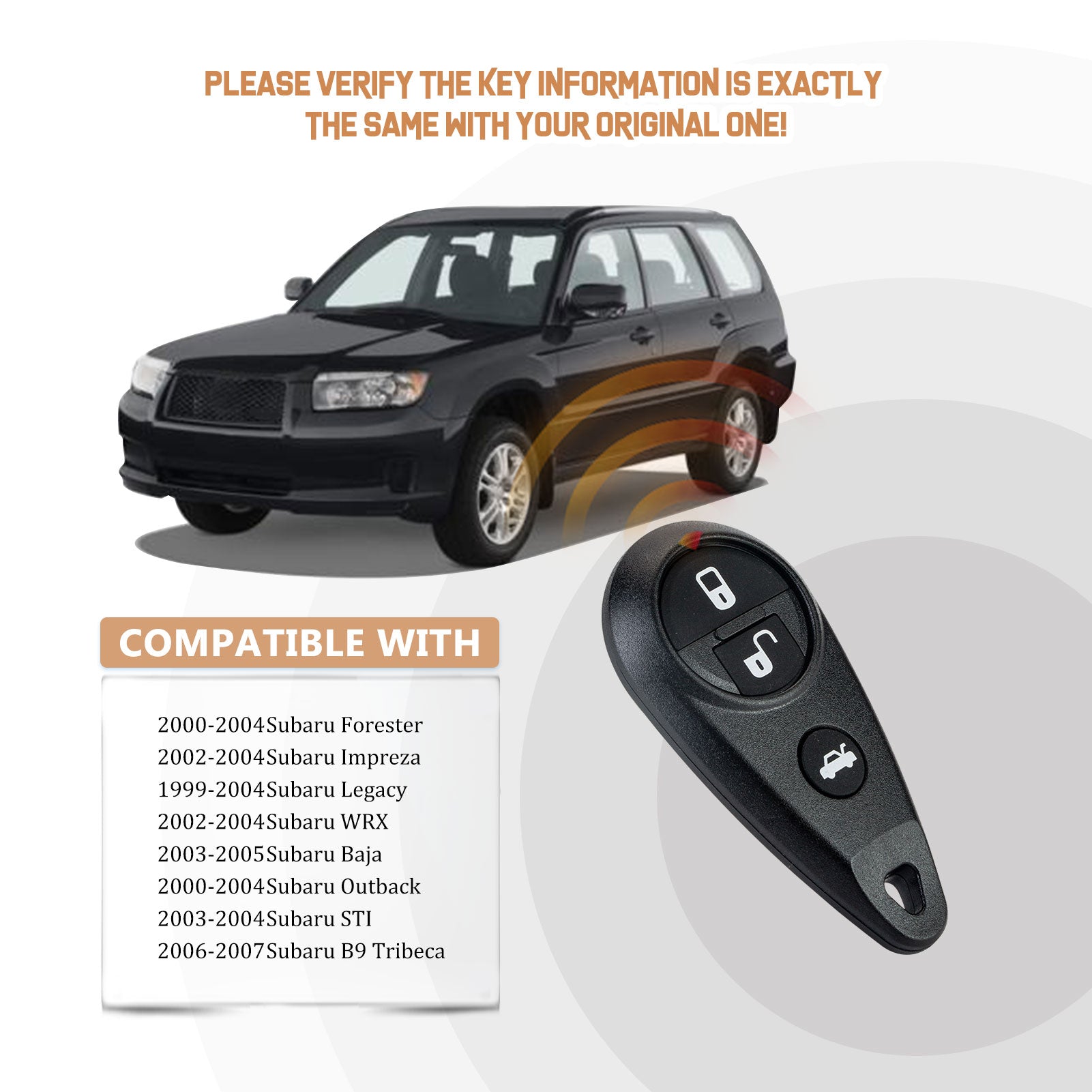 Replacement Car Key Fob for Sub-ru Forester Impreza Legacy Outback with P/N: NHVWB1U711, 3495A-WB1U711 G4RF
