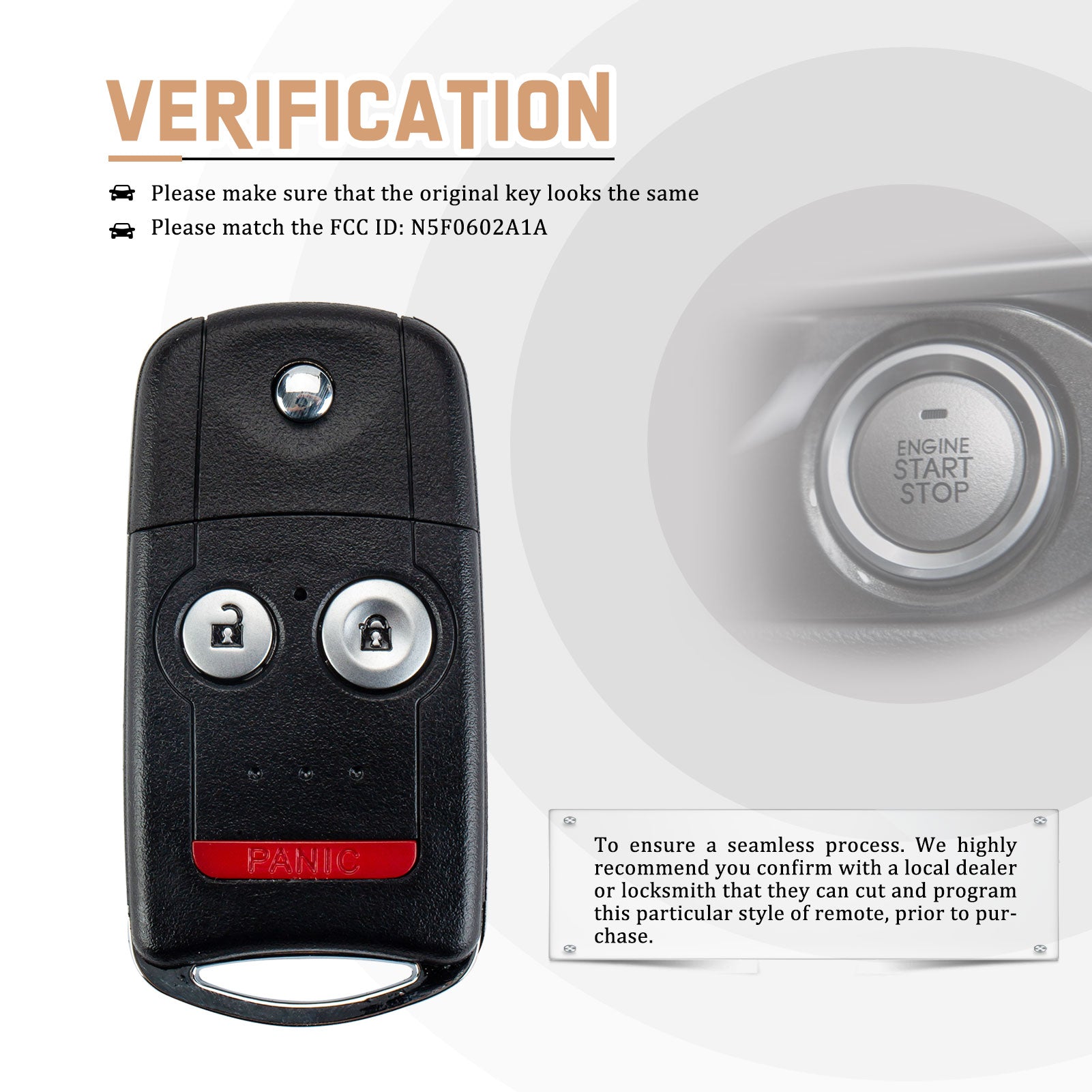 New Car Key Fob Replacement for 2007/2008/2009/2010/2011/2012/2013 RDX MDX with FCC ID: N5F0602A1A A3SA