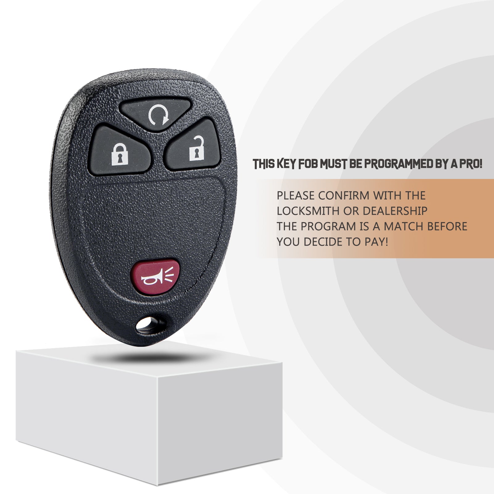 New Keyless Entry Replacement Car Key Fob for 2006/2007/2008/2009/2010/2011 HHR with FCC ID: KOBGT04A and Part No.15114374 C4RE