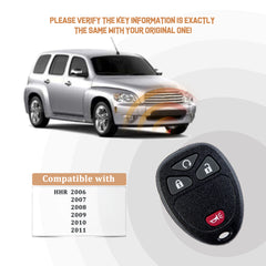 New Keyless Entry Replacement Car Key Fob for 2006/2007/2008/2009/2010/2011 HHR with FCC ID: KOBGT04A and Part No.15114374 C4RE