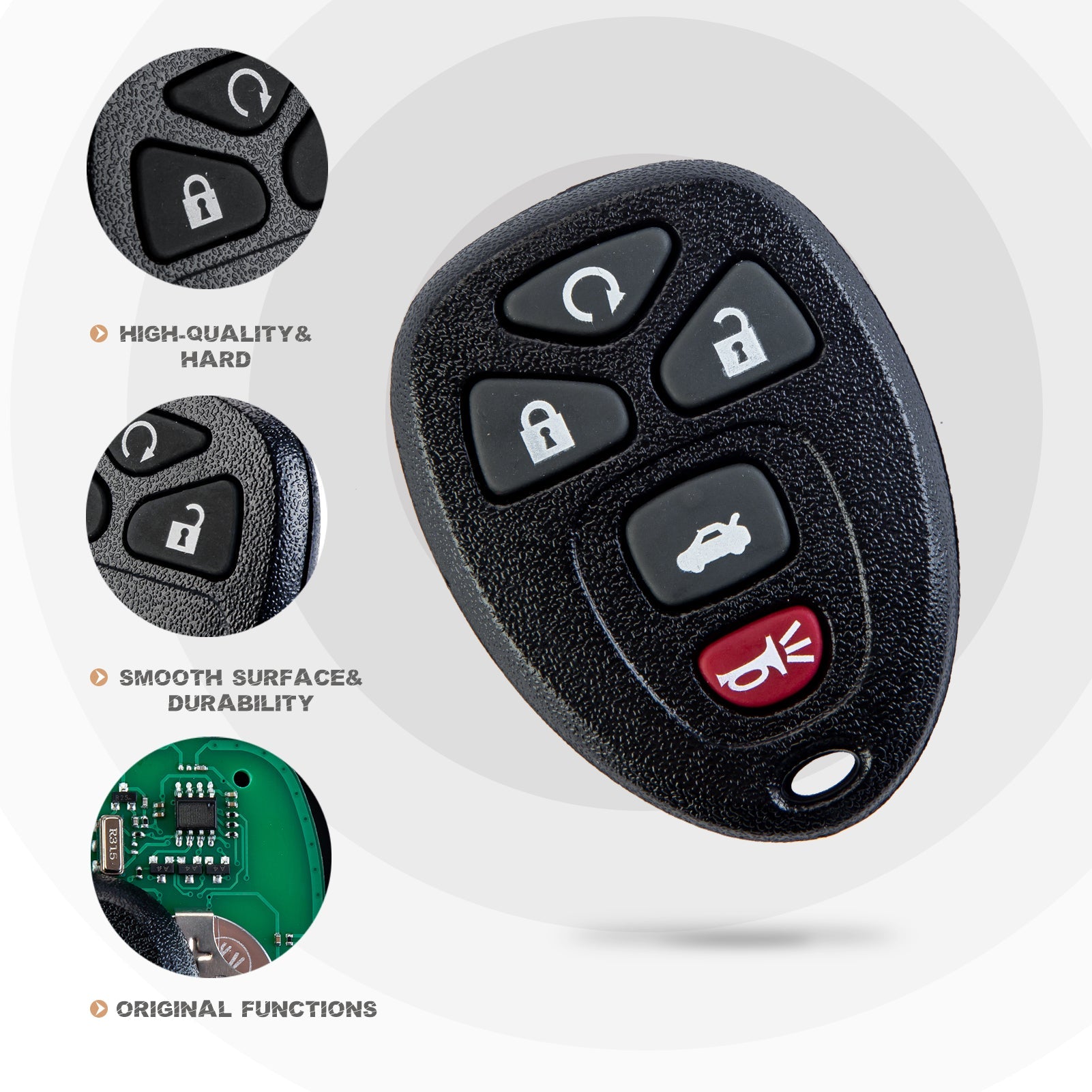 New Keyless Entry Replacement Car Key Fob for 2006/2007/2008/2009/2010/2011/2012/2013 Impala with GM # 15912860/OUC60221/OUC60270 C5RA(5)