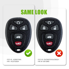 New Keyless Entry Replacement Car Key Fob for Malibu Cobalt G5 Lacrosse 5 Button GM # 22733524, KOBGT04A C5RB