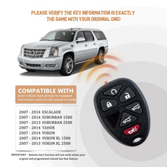 New Keyless Entry Replacement Car Key Fob for Tahoe Suburban Yukon etc. with FCC ID: OUC60270 C6RA(5)