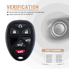 New Keyless Entry Replacement Car Key Fob for Tahoe Suburban Yukon etc. with FCC ID: OUC60270 C6RA(5)