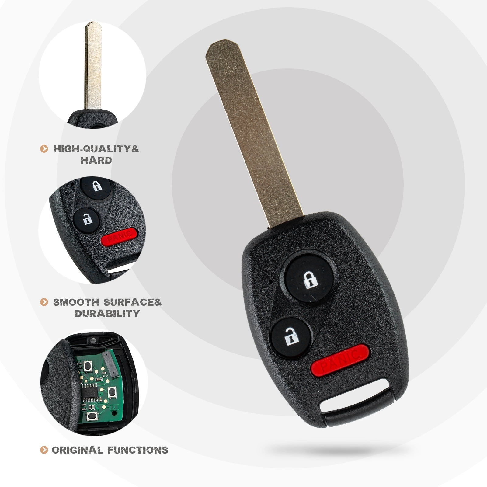 New Keyless Entry Replacement Car Key Fob for Accord / CR-V / CR-Z / Fit / Insight 2007 2008 2009 2010 2011 2012 2013 2014 2015 with FCC ID: MLBHLIK-1T H3SC(10)