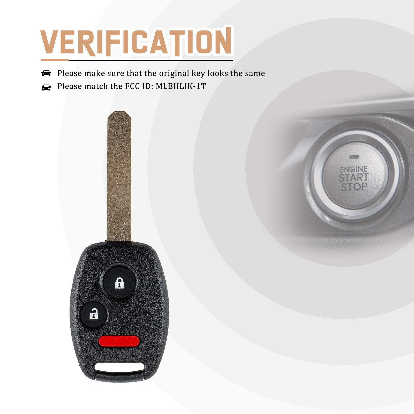 New Keyless Entry Replacement Car Key Fob for Accord / CR-V / CR-Z / Fit / Insight 2007 2008 2009 2010 2011 2012 2013 2014 2015 with FCC ID: MLBHLIK-1T H3SC(10)