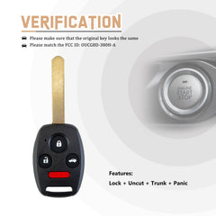 New Keyless Entry Replacement Car Key Fob for 2003/2004/2005/2006/2007 Accord FCC ID:OUCG8D-380H-A with 46 CHIP H4SA(10)