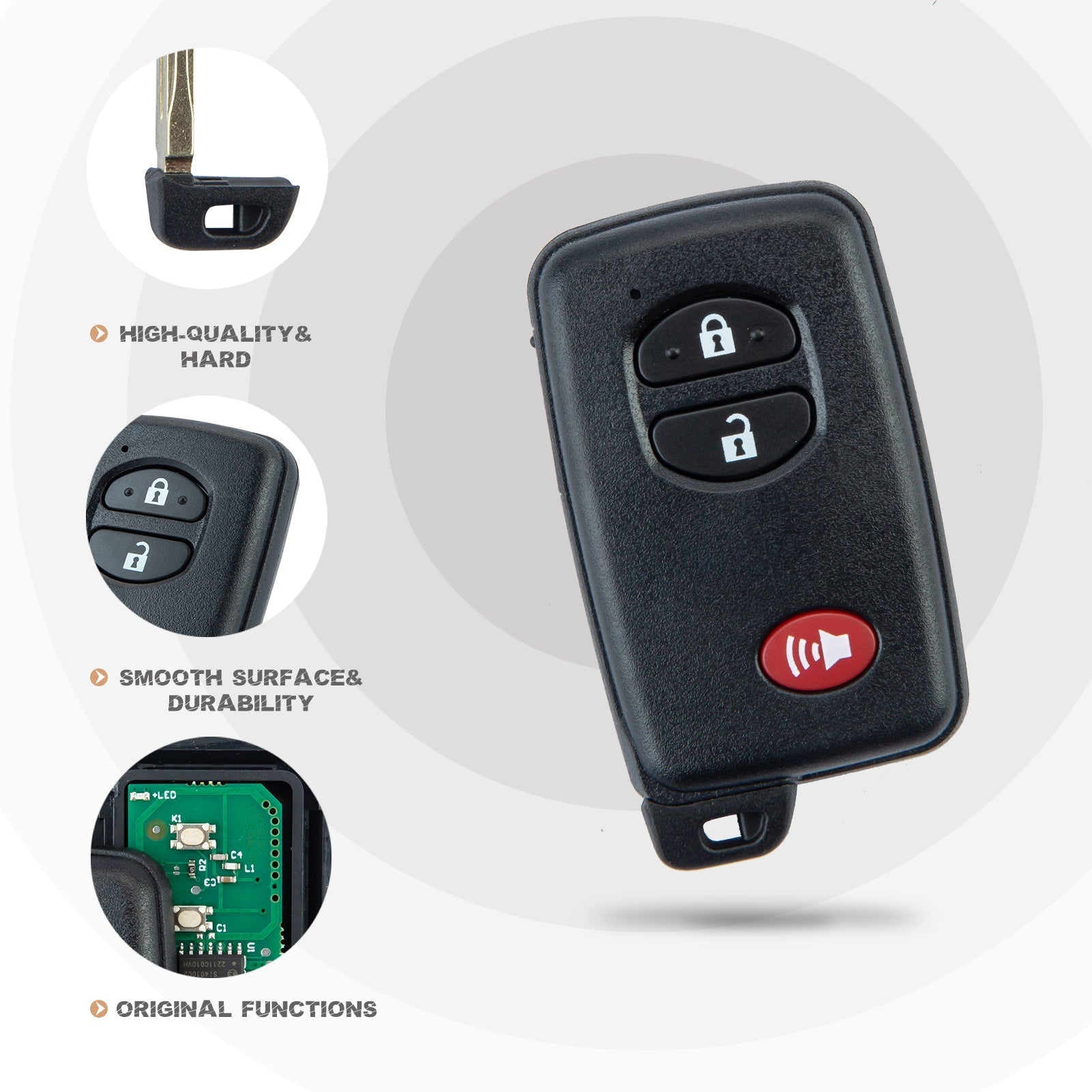 Smart Remote Replacement for Toyota 4Runner Prius C V Venza with New Emergency Key Blade FCC ID:HYQ14ACX/271451-5290 T3RE(10)