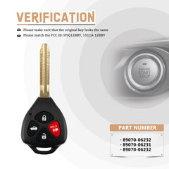 New Keyless Entry Replacement Car Key Fob for 2007/2008/2009/2010 Camry Part # HYQ12BBY/1511A-12BBY/89070-06232/89070-06231/89070-06232 T4SA(5)