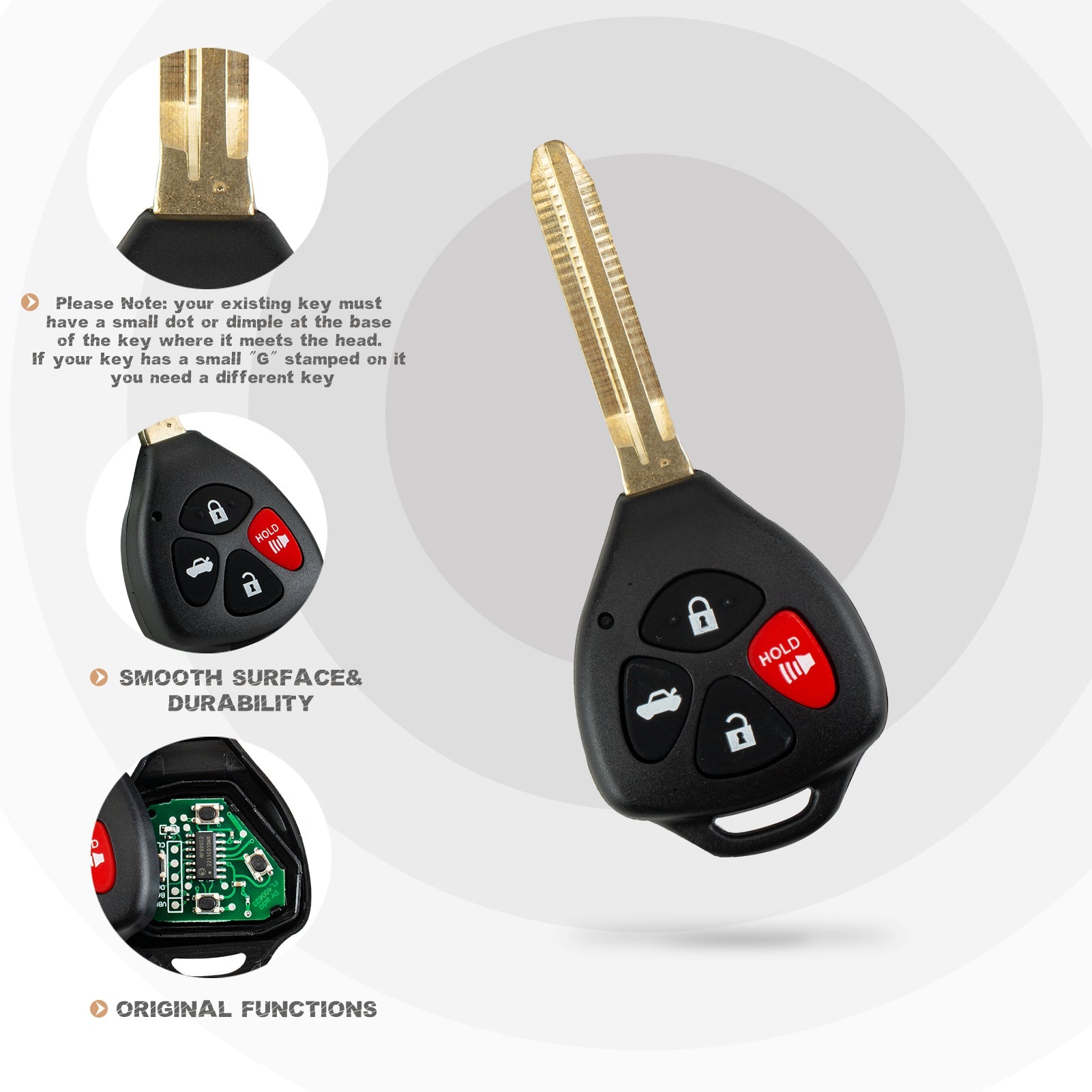New Keyless Entry Replacement Car Key Fob for 2007/2008/2009/2010 Camry Part # HYQ12BBY/1511A-12BBY/89070-06232/89070-06231/89070-06232 T4SA(5)