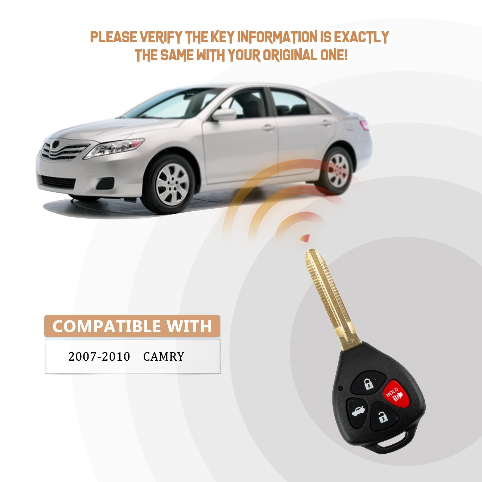 New Keyless Entry Replacement Car Key Fob for 2007/2008/2009/2010 Camry Part # HYQ12BBY/1511A-12BBY/89070-06232/89070-06231/89070-06232 T4SA(10)